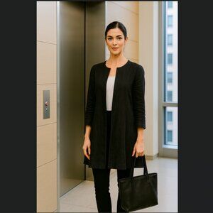 Banana Republic Black Woven Linen Lightweight Pea Coat Jacket